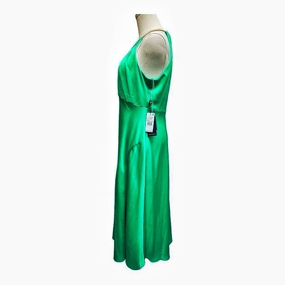 Adrianna Papell Satin With Gold Choker Collar Maxi Dress Gown Size 6 Formal - Picture 5 of 7
